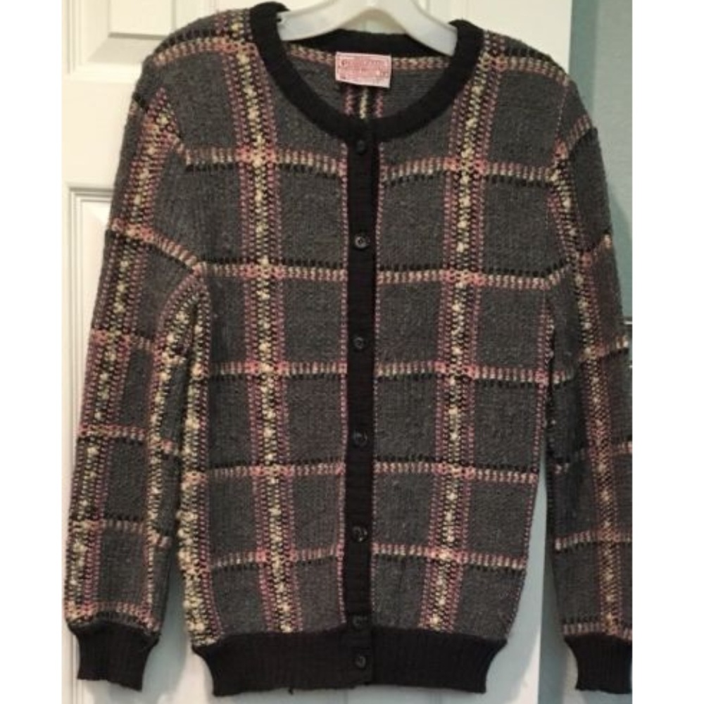 Vintage Wool Pendleton Plaid Cardigan Sweater
